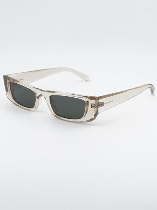 Saint Laurent SL553 005 Sunglasses Shiny Beige Rectangle Frame, Grey Lenses main image 7